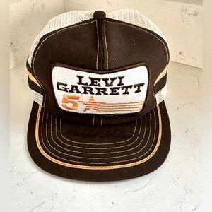 Signed VINTAGE LEVI GARRETT 5 STAR 3 STRIPES PATCH MESH‎ SNAPBACK TRUCker Hatt